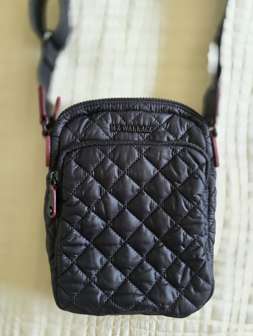 MZ Wallace Black Quilted Crossbody with Tan Logo Accent NWOT - Picture 8 of 10